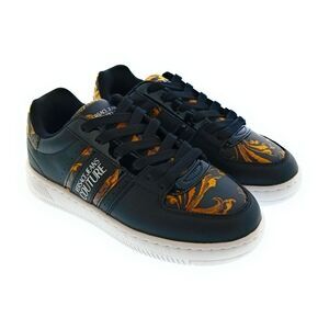 Versace Jeans Couture Women's Black Baroque Print Low-Top Lace-Up Sneakers